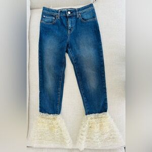 Tu es mon TRESOR Blue Jeans with Cream Hem Detail Size 0
